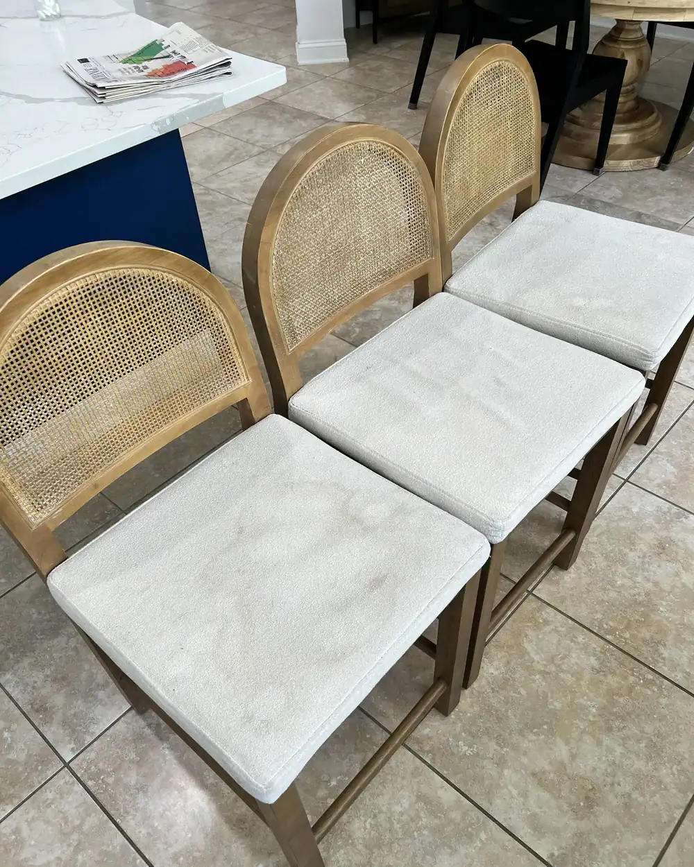 Dining chair before stain removal in Jacksonville FL