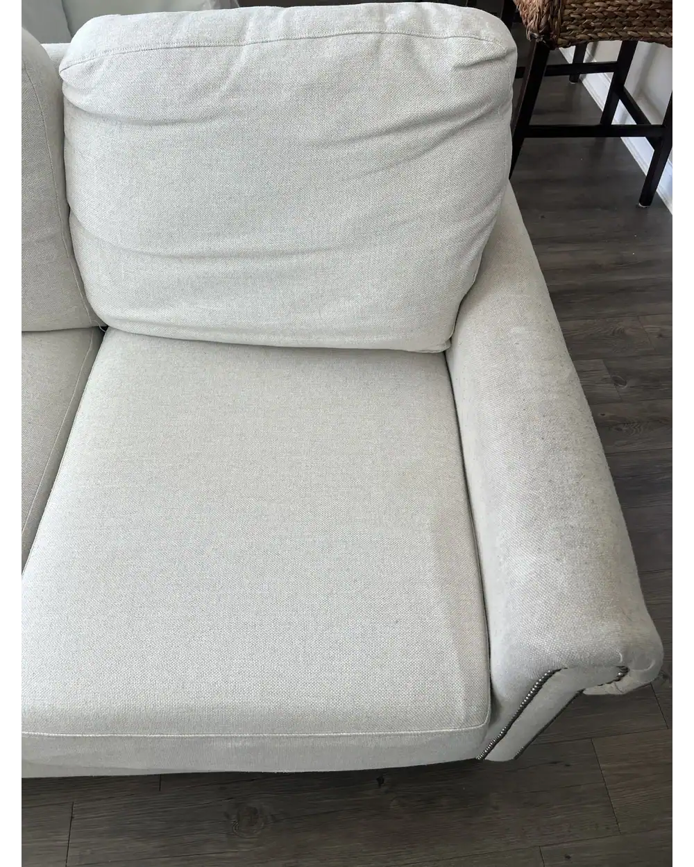 Fabric sofa before upholstery cleaning in Jacksonville FL