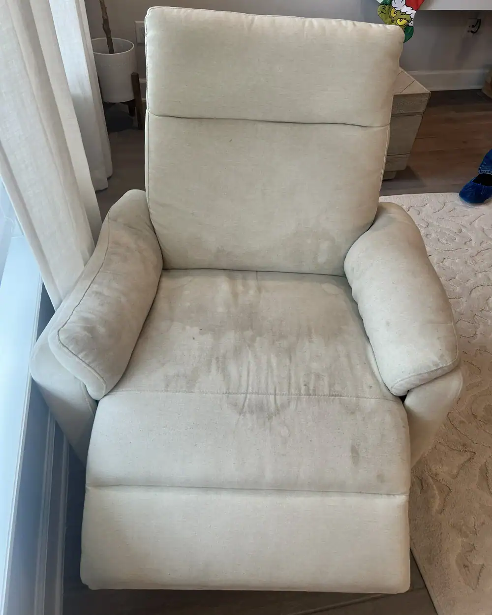 Recliner chair before steam cleaning in Jacksonville FL